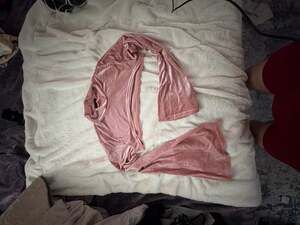 Dolls Kill Club Exx Pink Crushed Velvet Mock Neck Long Sleeve Bell Sleeve Crop T